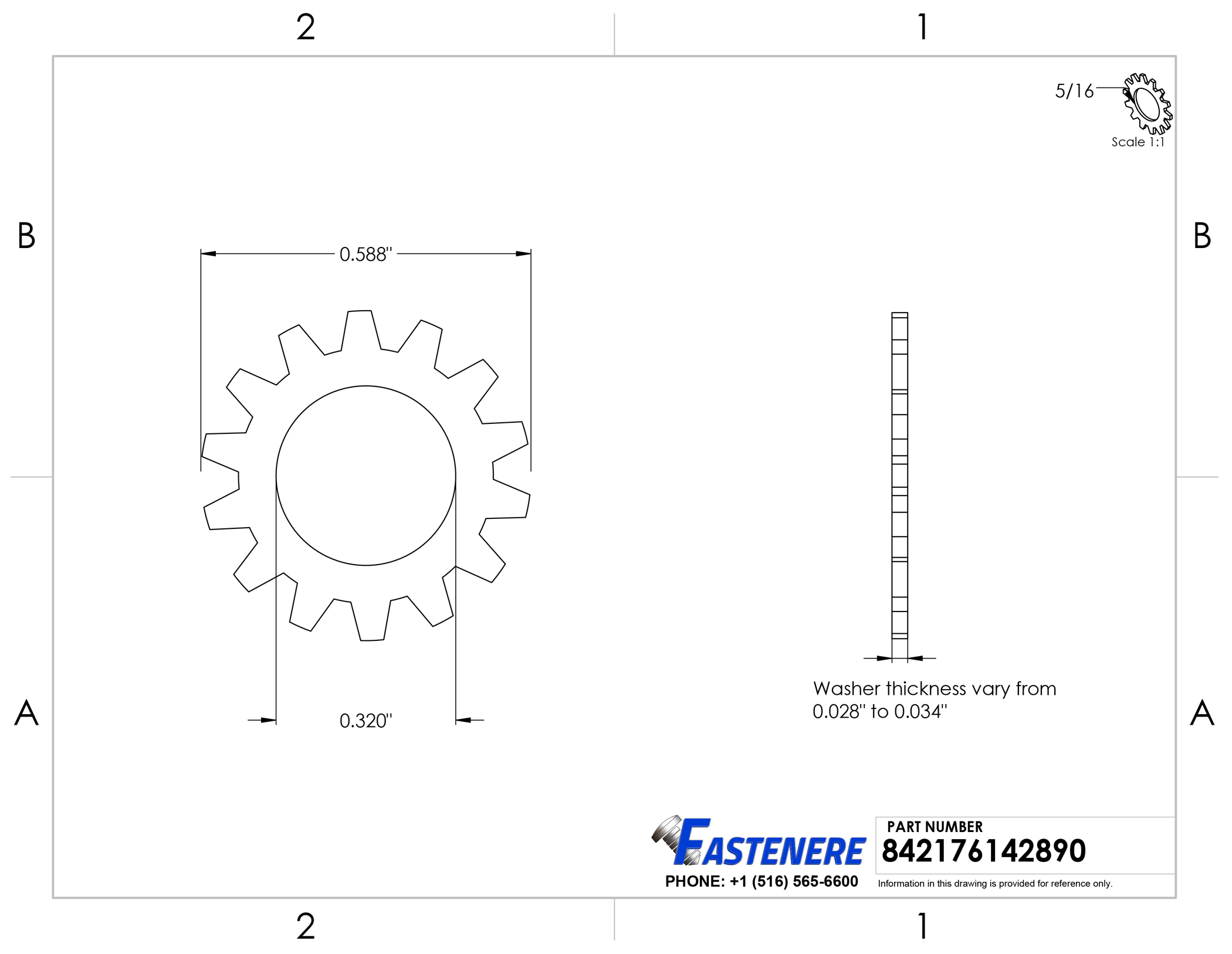 External Tooth Lock Washers Stainless Steel Dimensions