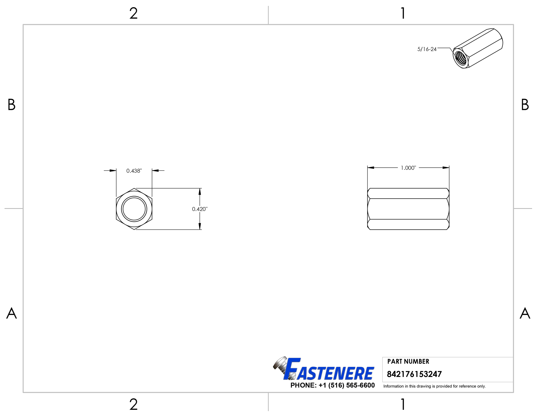 Rod Coupling Nuts Stainless Steel Drawing File Fastenere